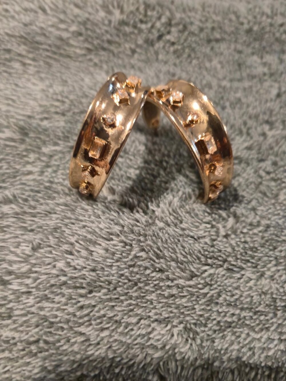 Gold Chunky Hoop Earrings with Rhinestone Detailing | Bold Statement Jewelry